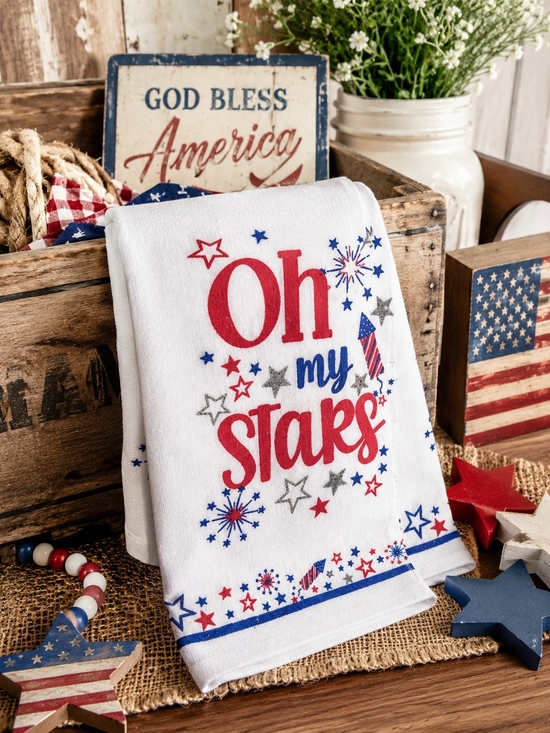Other - Oh My Stars Patriotic White Kitchen Towel